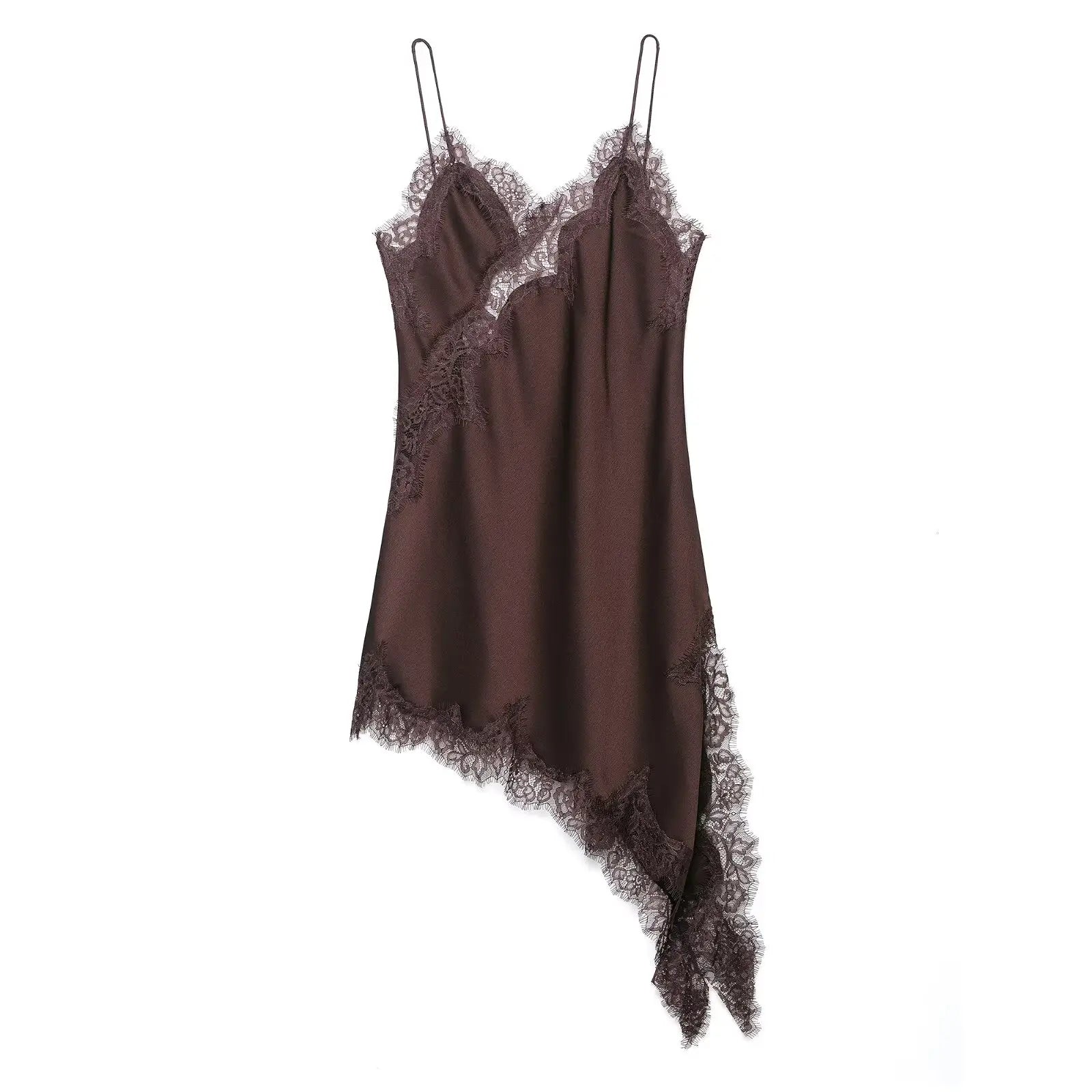 TFMLN Women Sexy Lace Splicing Dresses Summer Solid Sleeveless Asymmetry Dress Backless Slim Women's Party Sling Mini Dress
