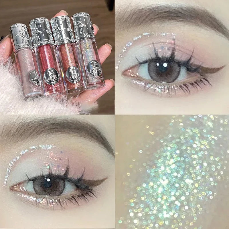 Liquid Eyeshadow Little Brush Pearlescent Glitter Shimmer Fine Sparkling Sequin Pearly Eye Shadow Quick Dry Eyeliner Highlighter
