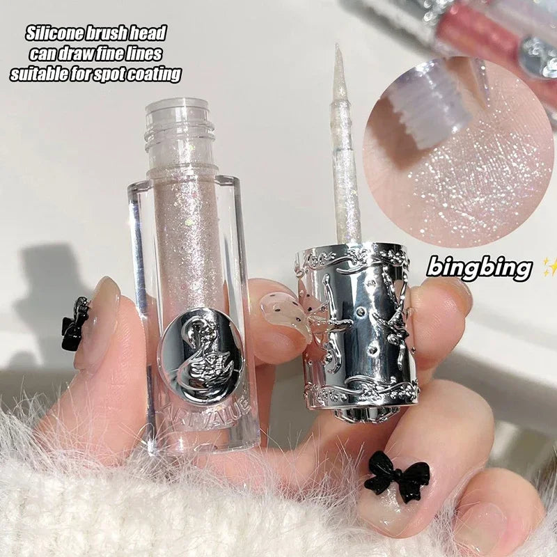 Liquid Eyeshadow Little Brush Pearlescent Glitter Shimmer Fine Sparkling Sequin Pearly Eye Shadow Quick Dry Eyeliner Highlighter