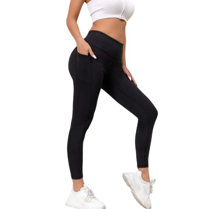 Gym cropped pants, high waisted fitness leggings, elastic  exercise yoga pants, casual shark pants for women